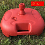 6 Pieces Outdoor Sun Umbrella Base Water Injection Tripod Folding Beach 30 Kg Loading Sand Fork Cross Cast Iron Four Leg Base 20L Water Injection Base (thickened Red)