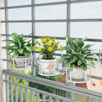 10 Pcs Flower Rack Balcony Hanging Flower Rack Iron Railing Flower Rack Window Sill Guardrail Green Pineapple Hanging Orchid Basin Rack Hanging Rack Bold + Leaf Money [white]