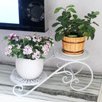 6 Pieces European Style Flower Rack Iron Art Multi-storey Balcony Living Room Flower Pot Rack Floor Type Bonsai Rack Creative Office Small Flower Rack 2f [white]