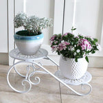 6 Pieces European Style Flower Rack Iron Art Multi-storey Balcony Living Room Flower Pot Rack Floor Type Bonsai Rack Creative Office Small Flower Rack 2f [white]