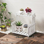 6 Pieces Solid Wood Flower Rack Living Room Balcony Floor Multi-storey Flower Pot Rack On The Table White 30 Long