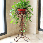 6 Pieces Iron Flower Rack Single-layer Green Rose Chlorophytum Floor Flower Pot Rack Indoor And Outdoor European Living Room Balcony Folding Flower Rack 8087 Small [white]