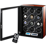 CHIYODA Watch Winder For 12 Watches, Automatic Watch Box With Quiet Mabuchi Motor & LCD Touch Screen & Remote Control