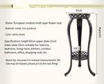6 Pieces European Iron Flower Rack Multi-storey Living Room Indoor And Outdoor Green Rose Hanging Orchid Pot Rack Green Rose Double-layer Widening And Thickening White (height 82cm)