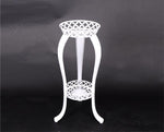 6 Pieces European Iron Flower Rack Multi-storey Living Room Indoor And Outdoor Green Rose Hanging Orchid Pot Rack Green Rose Double-layer Widening And Thickening White (height 82cm)