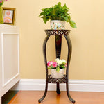 6 Pieces European Iron Flower Rack Multi-storey Living Room Indoor And Outdoor Green Rose Hanging Orchid Pot Rack Green Rose Double-layer Widening And Thickening White (height 82cm)