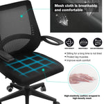 ECVV Office Chair Adjustable Seat Height Desk Chair Ergonomic Lumbar Support Mesh Breathable Swivel Chair with Flip Up Armrests