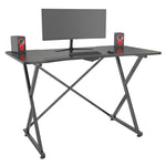 ECVV Gaming Desk Computer Desk Home Office Desk Study Workstation 44 inch Extra Large Modern Ergonomic E-sports PC Carbon Fiber Writing Desk black