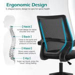 ECVV Office Chair Adjustable Seat Height Desk Chair Ergonomic Lumbar Support Mesh Breathable Swivel Chair with Flip Up Armrests