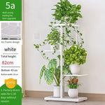 6 Pieces Flower Rack Pot Nordic Indoor Household Balcony Decoration Rack Iron Art Living Room Storage Layer Simple Multi-layer Hanging Rack Green Rose Rack White-5 Basin [height 82cm]