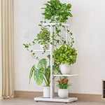 6 Pieces Flower Rack Pot Nordic Indoor Household Balcony Decoration Rack Iron Art Living Room Storage Layer Simple Multi-layer Hanging Rack Green Rose Rack White-5 Basin [height 82cm]