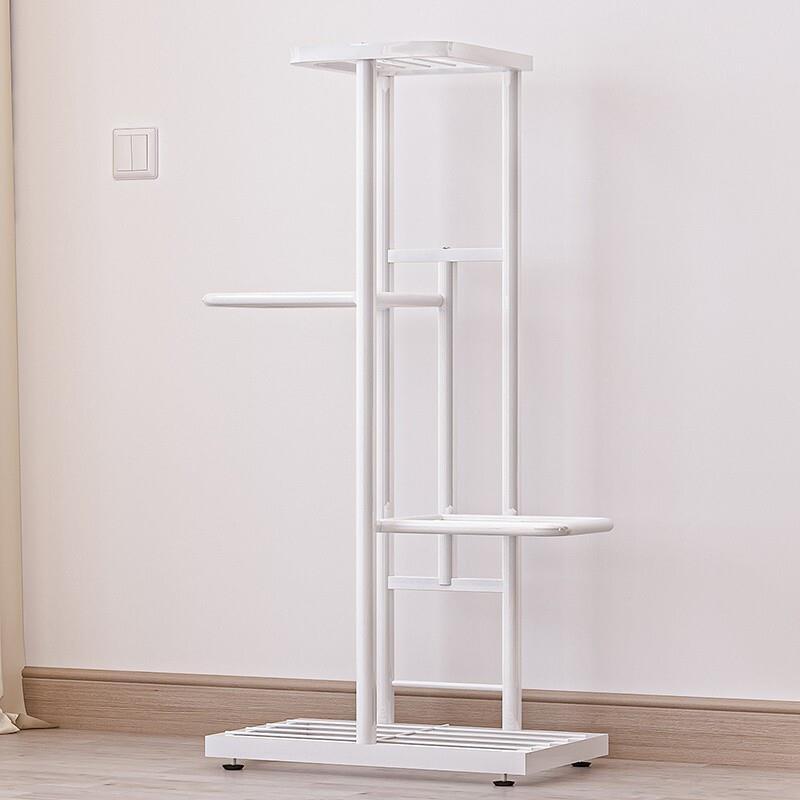 6 Pieces Flower Rack Pot Nordic Indoor Household Balcony Decoration Rack Iron Art Living Room Storage Layer Simple Multi-layer Hanging Rack Green Rose Rack White-5 Basin [height 82cm]