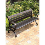 Mojia Outdoor Cast Aluminum Park Bench Outdoor Table Chair Garden Square Back Chair With Armrest Iron Art Leisure Bench Park Leisure Chair