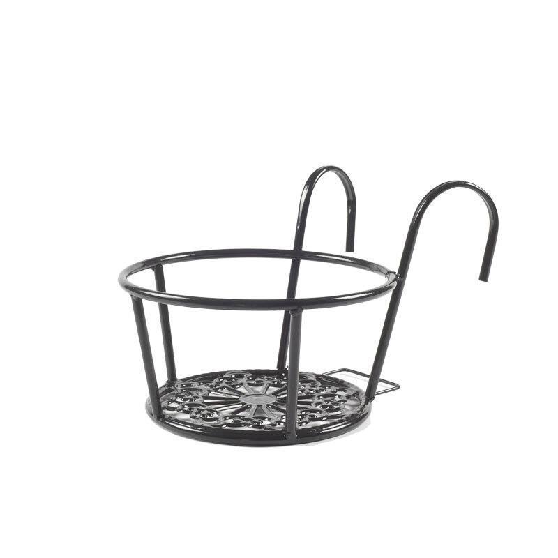 10 Pcs Iron Balcony Hanging Railing Flower Rack Wall Hanging Indoor Hanging Hanging Orchid Green Pineapple Flower Pot Rack Black (Bold With Bottom Net) Shoot 2 Shots And 3 Shots
