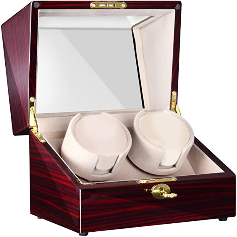 CHIYODA Automatic Double Watch Winder 100% Handmade Wooden Watch Box With Dual Quiet Mabuchi Motors, LCD Digital Display