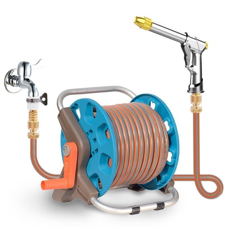 Household Car Washing Artifact High-pressure Water Pipe Hose Storage Set Connected To Tap Water Grab Nozzle Garden Yard Watering Flowers Watering Vegetables H5 Water Gun 60m Water Pipe Storage Set