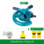 6 Pieces Garden And Horticulture Automatic Rotary Sprinkler 360 Degree Irrigation Lawn Garden Watering Roof Cooling Sprinkler Independent Model + Six Taps [set]