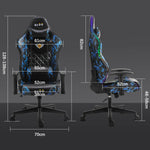 ECVV Gaming Chairs with RGB LED Adjustable Reclining Back Oil-waxed Leather Oversized Design Rocking Chair Suitable for Gamers Game Anchors