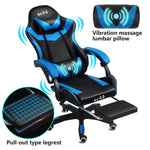 ECVV Gaming Chair Ergonomic Racing Style Recliner Chair Vibrating Massage Thickened PU Leather Latex Filling for E-sports Player Gaming Anchor