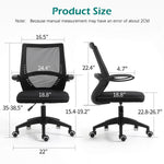 ECVV Office Chair Adjustable Seat Height Desk Chair Ergonomic Lumbar Support Mesh Breathable Swivel Chair with Flip Up Armrests