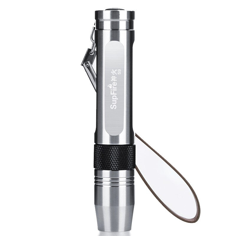 Special Flashlight Rechargeable LED Light Super Bright Waterproof Stainless Steel Flashlights Silver