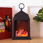 Flame Lamp Simulation Charcoal LED Fireplace Lamp Portable Hanging Light Lantern Retro