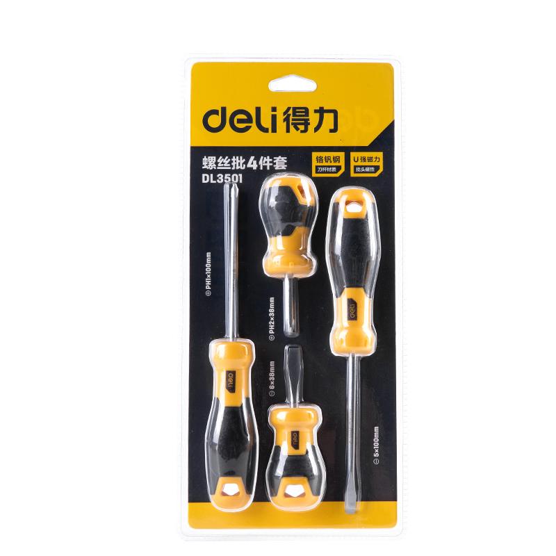 Deli 30 Packs Screwdriver Set 4-Piece Torpedo Shank Screwdrivers Set DL3501