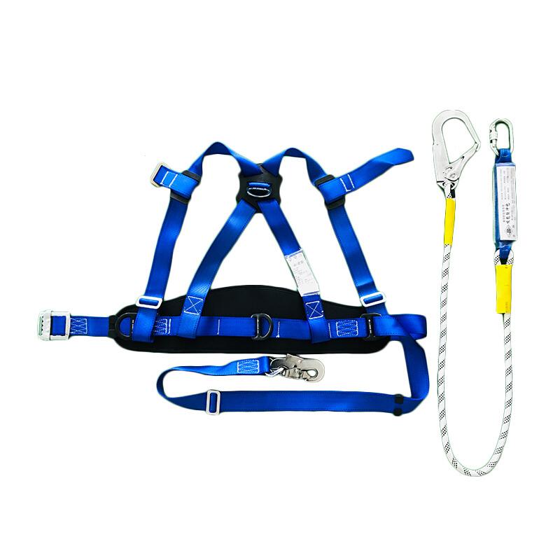 Half Body Industrial Safety Harness Roof Construction Fall Protection Adjustable for Aerial Work, Electrician, Outdoor, Construction, Rappelling （With 1.5m Shock Absorbing Lanyard）