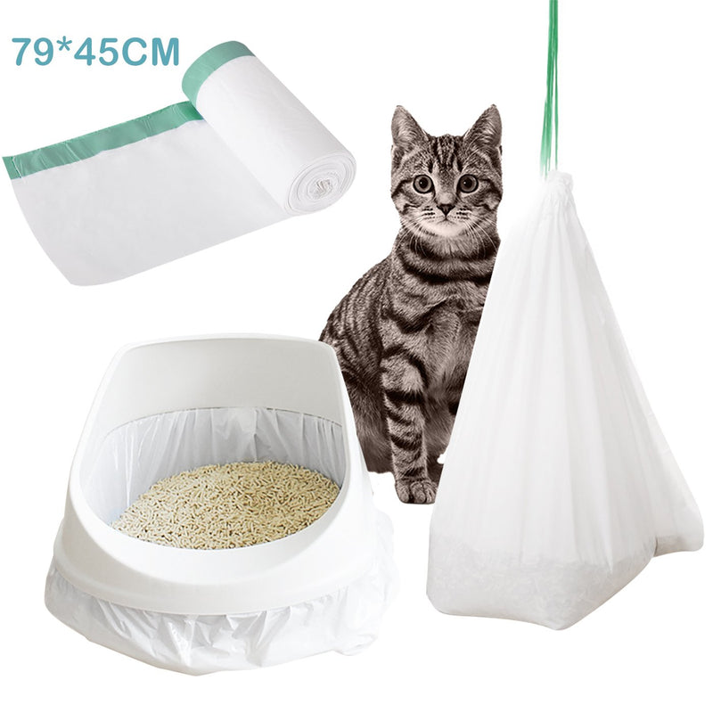 Cat Litter Box Liners Jumbo Disposable Bags with Drawstring for Cat Kitty Extra-Thick Scratch Resistant Pet Waste Litter Box Bag 10 Rolls Per Pack