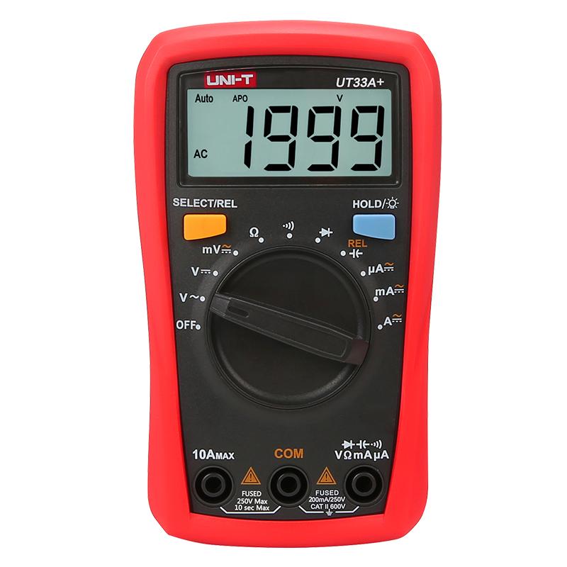 UNI-T Digital Multimeter Auto Range Voltage Current Resistance Measure UT33+ Series LCD AC DC +2mF Capacitance NCV Tester