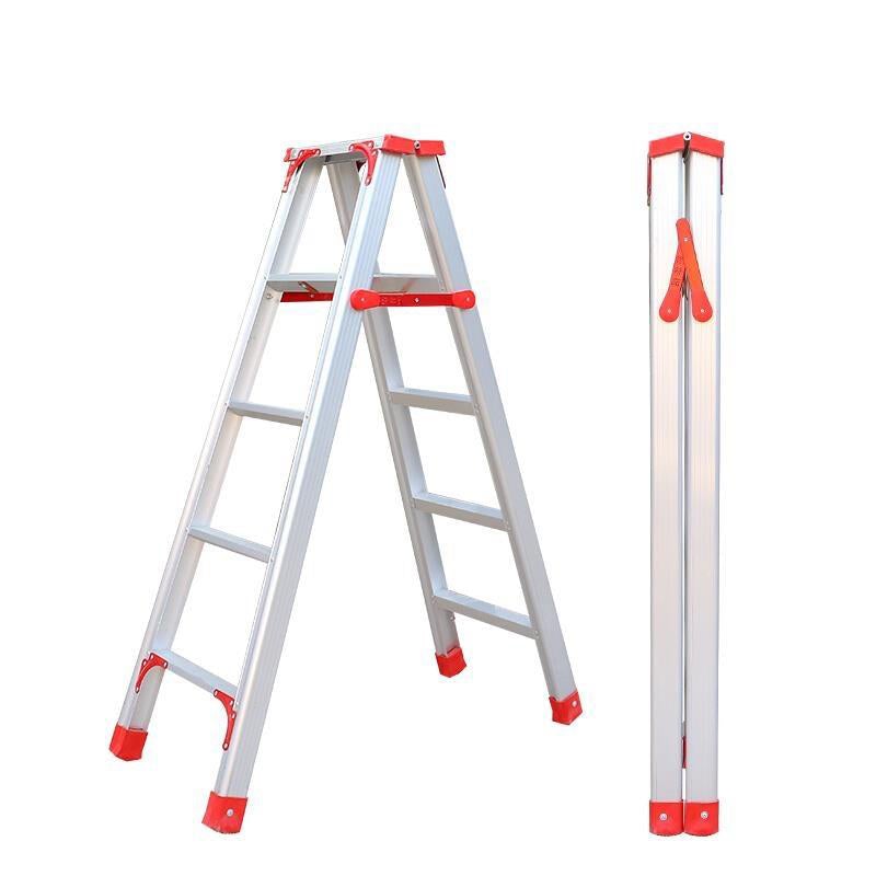 Reinforced Aluminum Alloy Ladder Double Side Folding Ladder 1.5m 2m 2.5m Herringbone Ladder Engineering Ladder / Warehouse Decoration Ladder Thickened 150cm