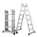 22.6 FT A-frame Telescopic Ladder Multifunctional Thickened Aluminum Alloy Engineering Foldable And Deformable Stairs 441LBS Capacity