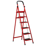 Red Ladder Folding Ladder Multi Function Ladder Thickened Miter Ladder Portable Multi Purpose Storage Ladder Four Step Ladder 142cm