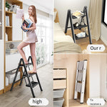 Aluminum Alloy Climbing Ladder, Climbing Stool, Portable Shelf, Multi-function Flower Rack, Ladder, Folding Ladder, Two-step Elegant Black